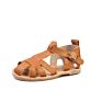 Brown Color Girls Sandal T-Strap Smooth Cow Leather for Kids Smile Baby Breathable Poly Bags Buckle Strap Mixed Colors