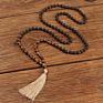 Buddhist Necklace 108 Mala Beads Lava Tigei Eye Tassel Yoga Necklace