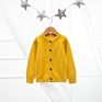 screw  neck single button cotton kids cardigan sweater