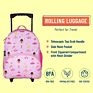 Cartoon School Backpack Bags Kids with Trolley Cute Pink Kids Trolley School Bag for School and Overnight Travel