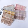 Cashmere Feel Acrylic Scarfs for Women Men Wool Tartan Checkered Plaid Shawl Scarf with Tassels