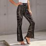 Casual Black High Waist Trousers Women Flare Sequin Pants