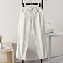 Casual Black White Elastic Waist Stretch Shorts Jeans for Women Pants