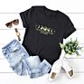 Casual Letter Moon Print Short Sleeve Summers Top Woman Tops Fashionable T-Shirts Designed Ladies Tees -Pt