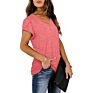 Casual Women's V-Neck Short-Sleeved Plain T-Shirt Ladies Top
