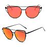 Cat Eye Sun Glasses Metal Reflective Flat Lens Vintage Rose Gold Mirror Woman Sunglasses