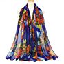 Cenrui Popular Maple Leaves Printing Colorful Travel Pearl Chiffon Scarf for Women