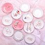 Ceramic Pink White Jewelry Tray Ring Dish Oval Shape with Gold Rim Decorative Trinket Plate Jewelry Organizer Dish Ring Holder