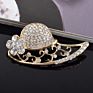 Charming Flower Crystal Suit Pins Wedding Brooches for Women Jewelry Special Design Vintage Rhinestone Love Hat Brooch