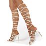 Chengdu Female Joyful Black Lace up Knot Front Heels Sandals Fashionable Square Toe Lace-Up Shoes