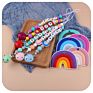 Chewable Rainbow Teether Toy and Silicone Letter Rainbow Dummy Nipple Holder Chain Baby Teething Set