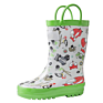 Children Rubber Waterproof Rain Boots with Easy on Handles Non-Slip Carton Printed Rain Shoes for Toddler and Kids