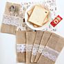 Christmas Party Lace Trim Jute Burlap Tableware Holders Silverware Pockets Lace Jute Cutlery Holder Pouch Bag Tableware Holders