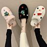 Christmas Series Plush Slippers Soft Bottom Warm Keeping Home Slippers Toe Flat Heel Indoor Shoes