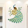 Christmas Year Gift European Style Classic Mute Gold Peacock Decorate Metal Wall Clock
