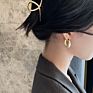 Classic 18K Gold Copper Alloy Smooth Oval Metal Hoop Ladies Jewelry Temperament Girl's Daily Earrings for Woman