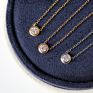 Classic Single Diamond Necklace for Girls Bezel-Set Solitaire Pendant Necklace round Cz Dainty Necklace Rose Gold Color