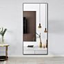 Classic Vintage Metal Frame Floor Standing Decorative Arch Wall Mirror Full Length