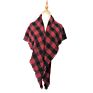 Classic Vintage Polyester Red Black White Check Plaid Heavy Brushed Triangle Scarf Shawl