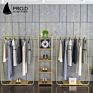 Clothing Store Display Stand Floor-Standing Wrought Iron Simple Golden Clothes Display Stand
