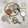 Color Cellulose Acetate round Single Side Handle Cosmetic Mirror Girls Gift Portable Makeup Mirror