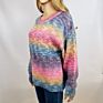 Colorful Material Crew Neck Long Sleeve Rainbow Jumper Women Knit Pullover plus Size Sweater for Ladies