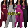 Colors Women Clothing Casual Three Piece Knitted Sweater Outfits (Top+Pants+ Cardigan) 3 Piece Set