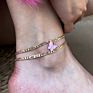 Comiya Female Anklets Foot Jewelry Leg Acrylic Butterfly Double Layers Gold Color Ankle Bracelets for Women Leg Chain