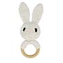 Cotton Crochet Bunny Rattle Baby Teether Beads Ring Wooden Teething