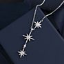 Creative 925 Silver Pendant Necklace Six Star Necklace Female with Diamond Sweater Chain