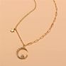 Creative Design Exquisite Clavicle Chain Star Moon Rhinestone Necklace for Women