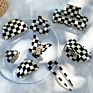 Cross-Border French Irregular Acetate Hair Claw Clip Black and White Board Checkered Large Shark Hair Clip for Women