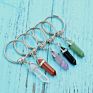 Crystal Key Chains Hexagonal Column Natural Stone Key Rings Tiger Eye Keychains Promotional Gifts