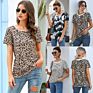 Customized Crew Neck Short Sleeve Leopard Women T Shirt Top