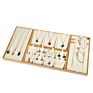 Customized Wooden Full Set of White Leather Jewelry Display Tray for Ring Necklace Earring