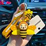 Cute Children's Bee Keychain Chic Pvc Keyring Cartoon Bag Car Honey Bee Keychain for Kid Bag Pendant