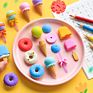 Cute Creative School Student Simulation Ice Cream Donut Erasers Set Kids Cartoon Food Eraser Gift Stationery Supplies 4Pc/Box