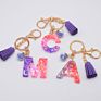 Cute English Letter Pendant Key Chains Ring Tassel Keyring Resin Acrylic Initial Car Handbag Keychain Holder Accessories Jewelry