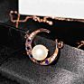 Cute Moon Pearl Pendant Necklace Bracelet Ring Earrings Female Luxury Bridal Set for Women Vintage Rose Gold Jewelry Set