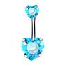 Cute Shining Multicolor Crystal Belly Ring Bling Belly Rings Double Heart Belly Rings Body Piercing