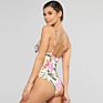 Cutout Hollow Out V Tummy Control Crop Flower One Piece Jumpsuits Monokini Bathing Suit Bikini Woman Swimwear