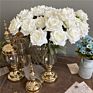 D-Rb002 Novel Design Autumn Dusty Rust Blue Silk Rose Artificial Flowers Bouquet for Wedding Home Decoration
