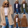 D14032 Autumn and Style Casual Solid Color Lapel Long Sleeve Suit Jacket Ladies Corduroy Coat