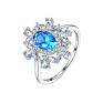 Daidan Wedding Rings Engagement Silver Ring 925 Sterling Oval Blue Green Flower Shape Gemstone Rings