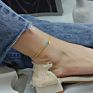 Dainty Charm Titanium Steel Anklets Chain Blue Turquoise Bead Wing Pendant Anklet Ankle Bracelets Woman Foot Jewelry
