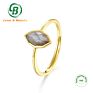 Dainty Gold Gemstone Jewellery Sterling Silver Marquise Labradorite Ring