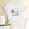 Dandelion Just Breathe Printed T-Shirts Women Shirts for Women Sleeve Graphic Tee Harajuku Crew Neck Camisetas Mujer