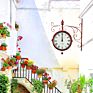 Decorative Home Decor Double Sided Clock Hanging Double Side Wall Clocks Quartz Analog Living Room Double Face Metal Black 1Year