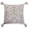 Decorative Kantha Embroidered Cushion Cover with Fringes White Pillow Case Arrow Pattern Cotton Pillow Cover