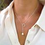 Delicate Pearl Drop Necklace Lariat Necklace Real Pearl Necklace for Her